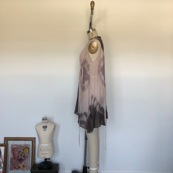 AllSaints Porisan Short Kaftan Silk Tunic Dress Bu - Picture 3 of 9